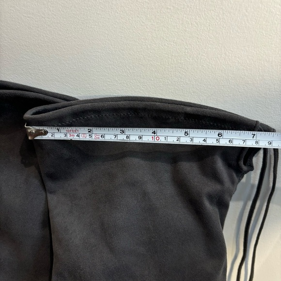 MARC FISHER Sz 9 Over the Knee Boots Drawstring Almond Toe Flat Heel In Grey - Picture 5 of 14